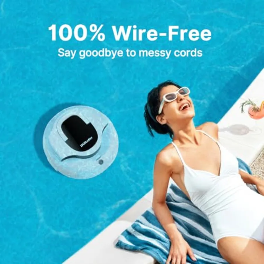 In-Ground Pool Cleaner: Dual Motor Cordless Robotic Vacuum Blue 150 Min Runtime Auto Parking Ultra-Quiet Energy Efficient Light view 3