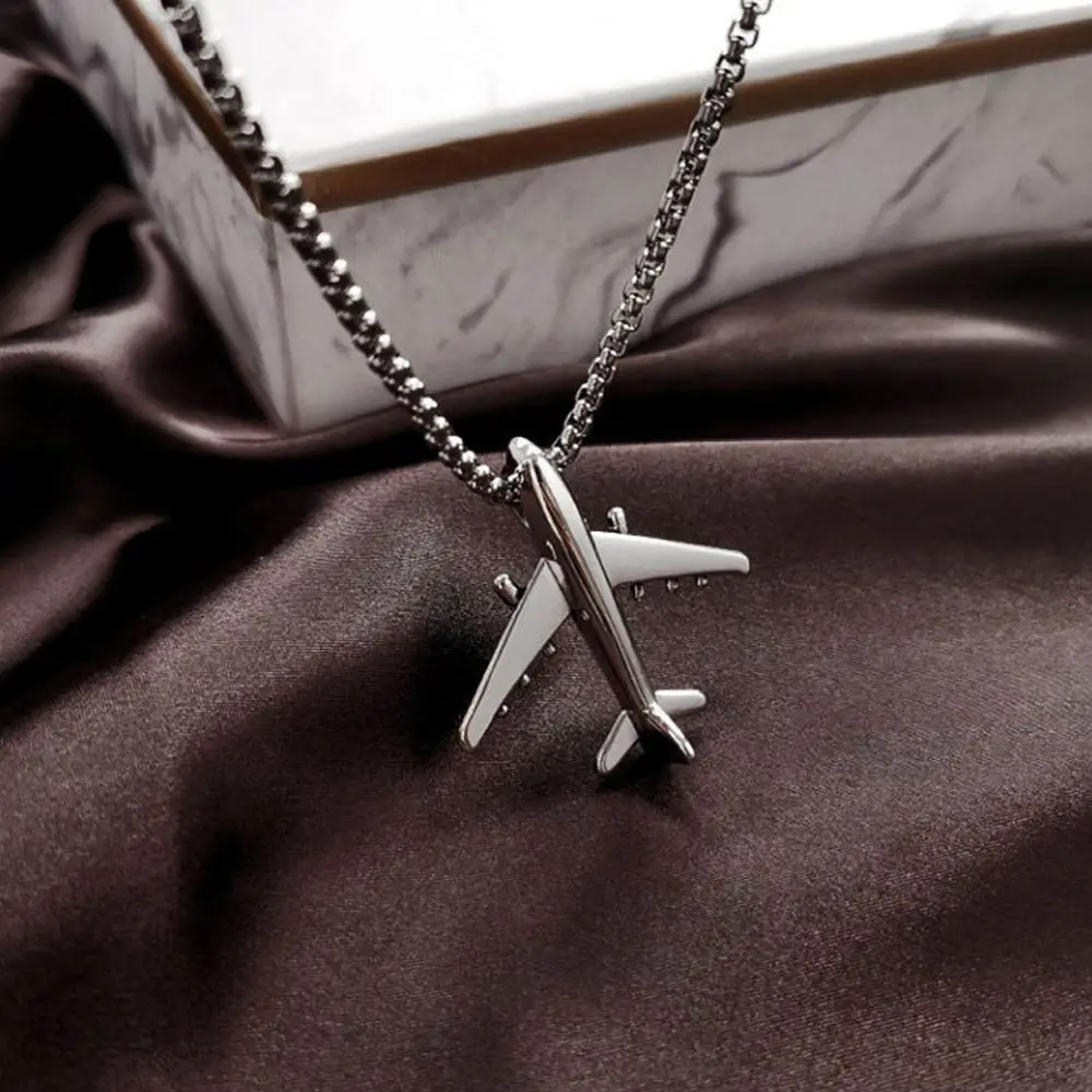 هندسية أنيقة للنساء التيتانيوم الصلب قلادة فاسق الرقبة مجوهرات طائرة الكورية الترقوة المختنق رجل سلسلة قلادة #3