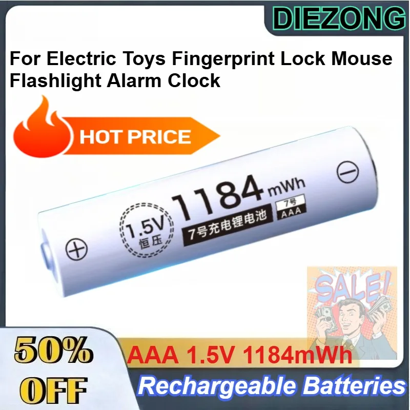 AAA 1.5V 1184mWh lithium ion Battery for Electric Toys Fingerprint Lock Mouse Flashlight Alarm Clock Rechargeable Batteries
