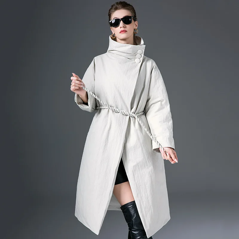 

Зимний новый женский пуховик 2025 года, ветрозащитный пригородный пуховик-парки большого размера