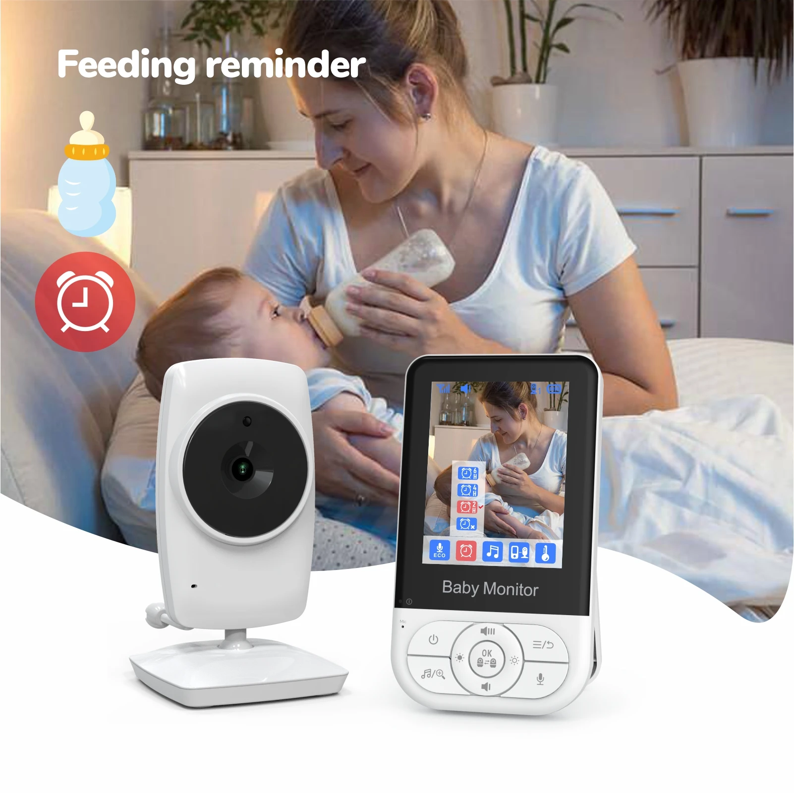 2.8Inch Wireless Intercom Baby Camera Temperature Display Baby Monitor Babysitter
