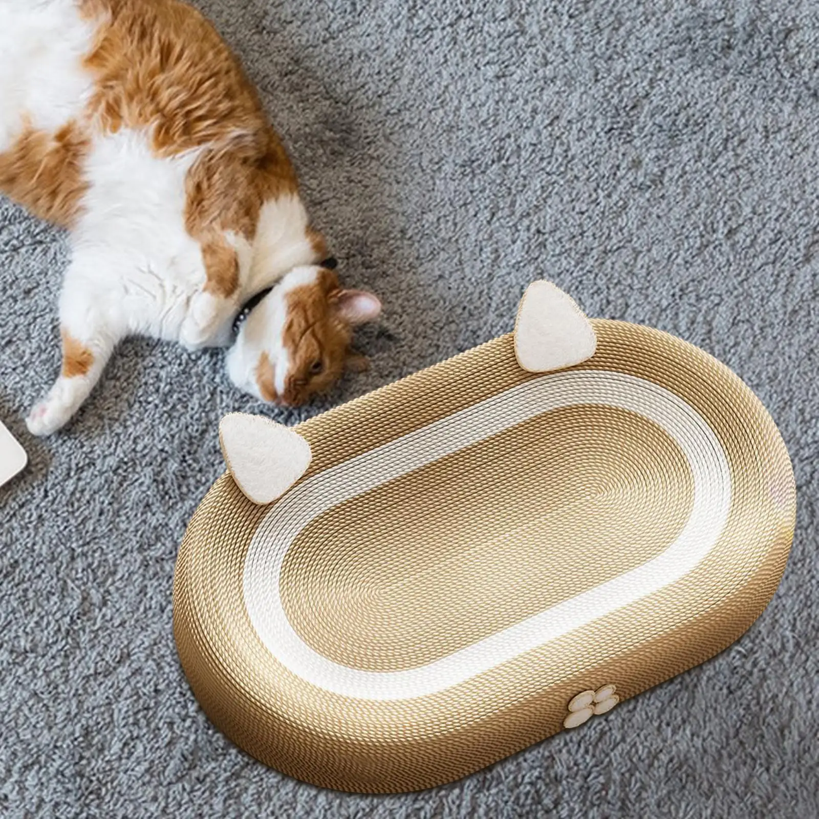 Sisal Cat Scratcher Furniture Protector Behavior Cat Scratching Board Oval Cat Scratching Bed for Carpet Furniture Indoor Lounge