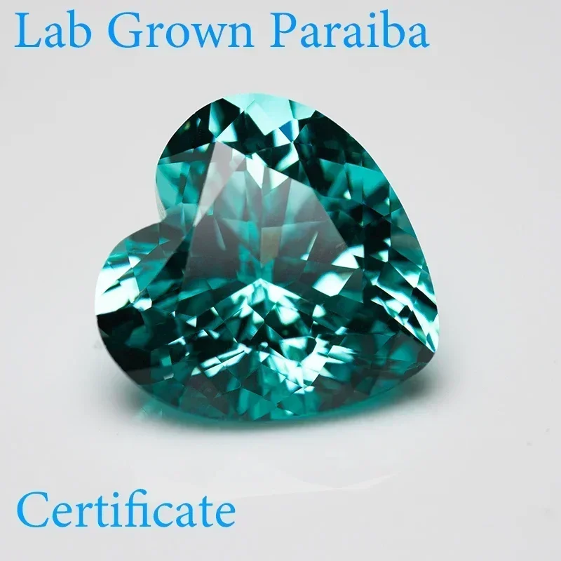 

Wholesale Lab Grown Sapphire Paraiba Heart-shaped VVS1 Charms Diy Advanced Jewelry Making Materials Selectable AGL Certificate