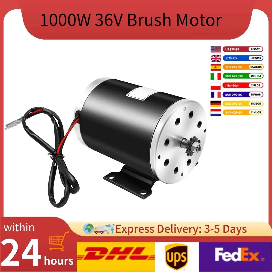 

1000W 36V Brushed Motor High Torque Electric Go Kart Motor 11T Chain Sprocket 3000RPM for Electric Bicycle Scooter ATV Bike