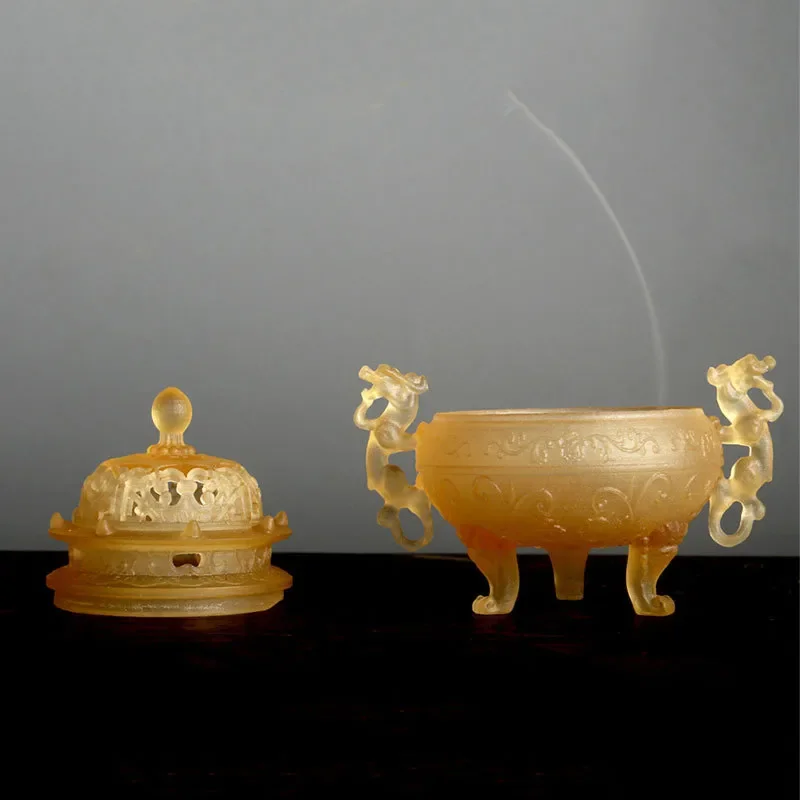 Ceramic Glazed Incense Burner Three Legged Zen Style Aromatherapy Holder for Line Stick Indoor Home Decoration Ornament