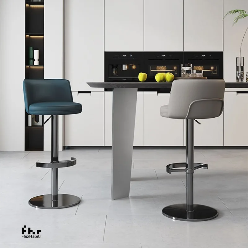 High End Custom Commercial Furniture Modern Style Night Club bar stool Seating Luxury Leather adjustable lifting metal frame