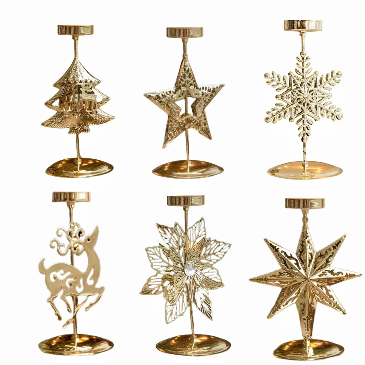 عيد الميلاد الحديد المطاوع الشمعدان السنة الجديدة الجدول الحلي سانتا كلوز ندفة الثلج ستار الأيائل شمعة حامل عيد ميلاد سعيد ديكور الهدايا #5