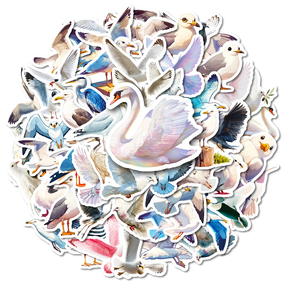 10/30/50 Stück Kawaii Cartoon Weiße Vogel-Aufkleber Niedliche Möwen- und Tauben-Graffiti-Sticker DIY Skateboard Handy Gitarre Tier-Dekor Spielzeug