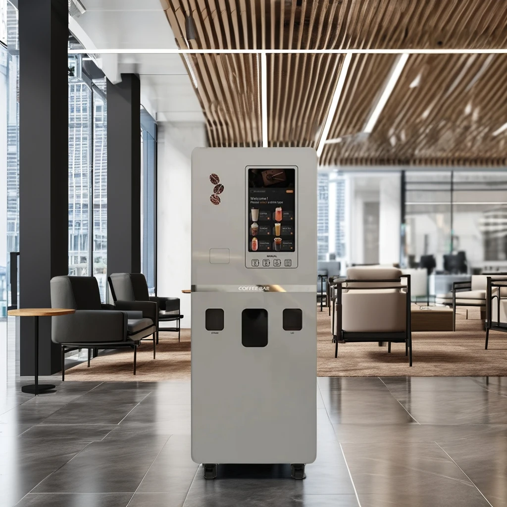 2026 Hot and Cold Instant Coffee Vending Machine Electronic & Mechanical Accepts Coin Banknote and QR Code Payment