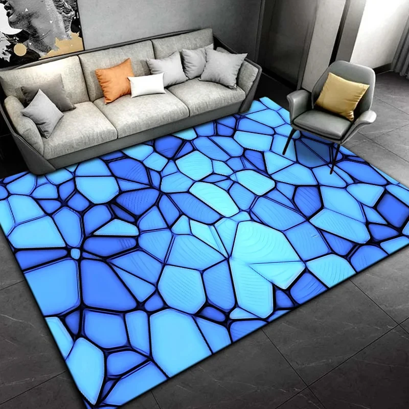 Alfombra con Patrón de Bloques Irregulares Coloridos, Alfombra Geométrica Abstracta para Dormitorio, Alfombras de Juego para Niños, Alfombra para el Hogar, Alfombra para Sala de Estar, Alfombra para Gatear para Niños