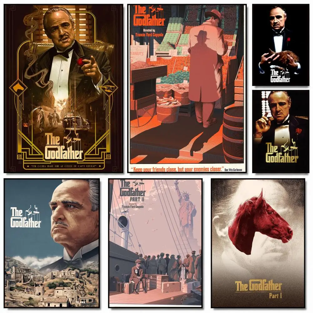 classic movie T-The Godfather-R Poster Removable Wall Sticker for Home Cafe Bar Office Interior Decor
