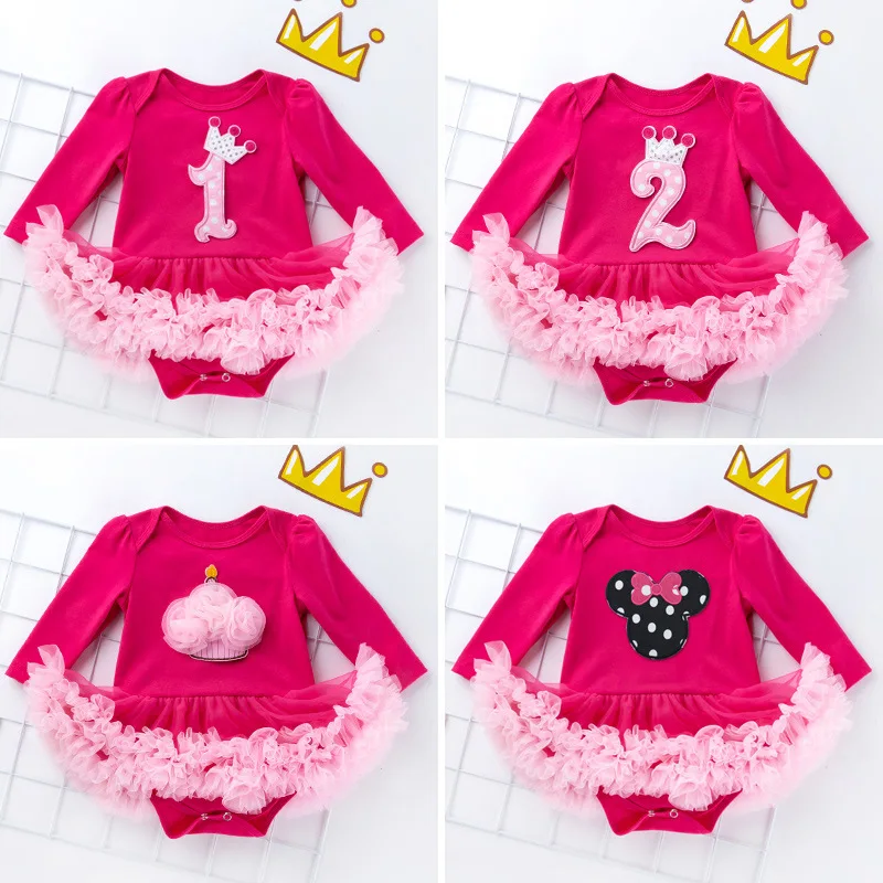 

Baby Long Sleeve Romper Baby Pink Gauze Dress Socks Set Girls Festival Children's Dress4Set