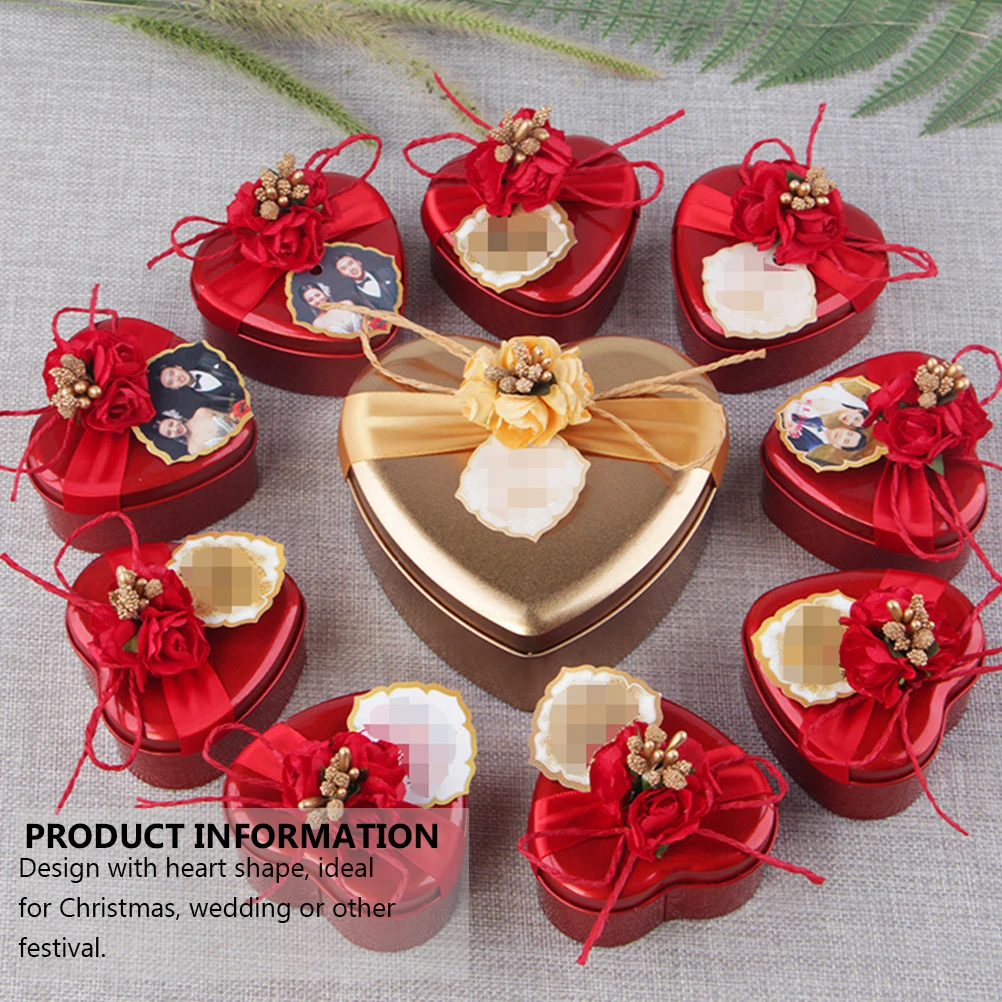 

12Pcs Heart Tinplate Candy Boxes Sturdy Reusable Cookie Storage Boxes for Wedding Festival Candy Package Biscuits Box