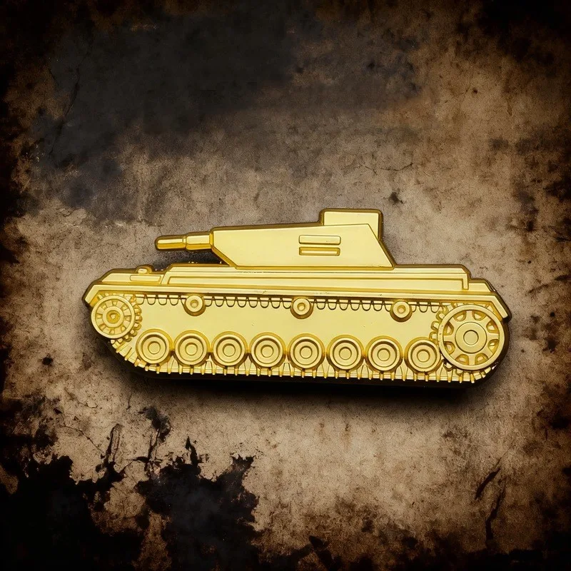 

Military Tank Pin – Matte Black & Gold Metal Badge for Men’s Fashion, Military Fans & Collectors