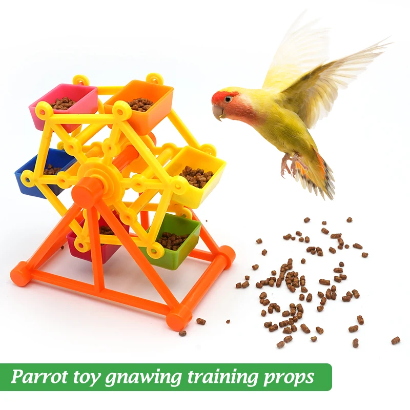 Creative Bird Foraging Toys Parrot Feeder Rotate Training Toys Intelligence Growth Cage Colorful Pecking Windmill Toy