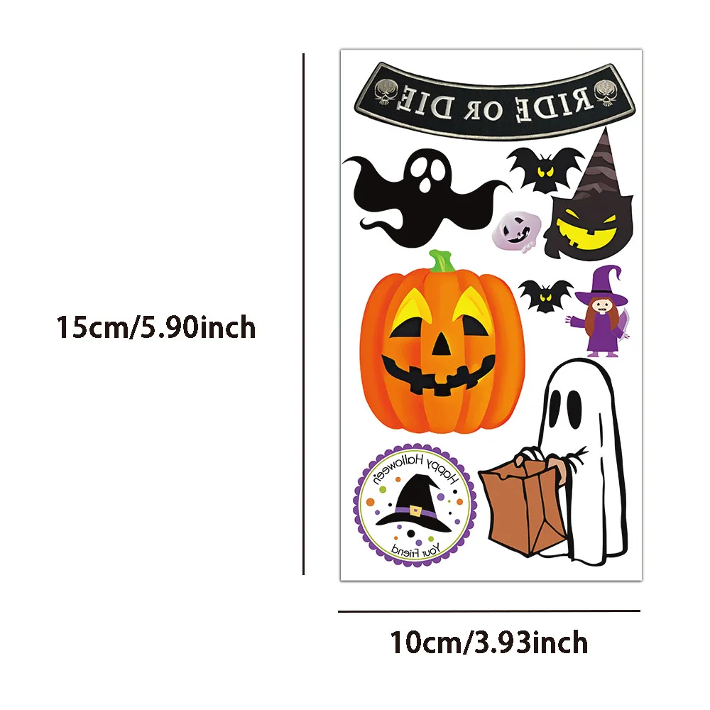 10PCS creativo Halloween Pumpkin Ghost Cartoon Element Tattoo Stickers impermeabile, Non tossico, sicuro e facile da pulire