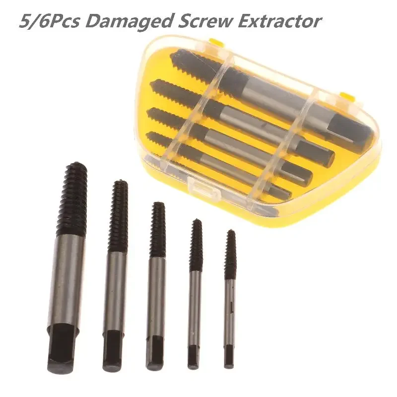 

5/6Pcs Damaged Broken Screw Remover Extractor Drill Bits Steel Durable Easy Out Remover Center Drill Damaged Bolts Remover Tool
