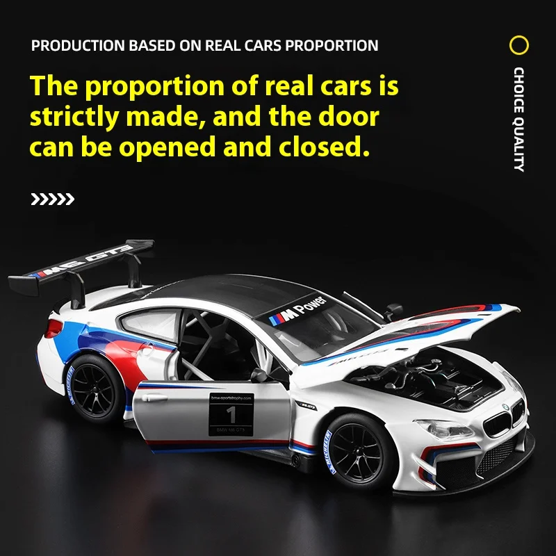 CCA 1:24 BMW M6 GT3 รุ่นรถยนต์โลหะผสมDiecastของเล่นล้อดึงกลับกีฬารถแสงเพลงรถเด็กPerfectของขวัญ