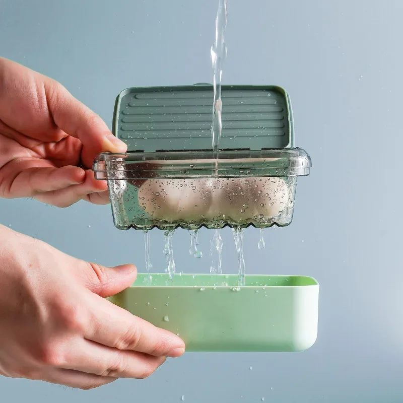 Double Layer Drain Dish Soap Box Portable Outdoor Travel Soap Case With Cover Shower Soap Holder Sponge Storage Plate