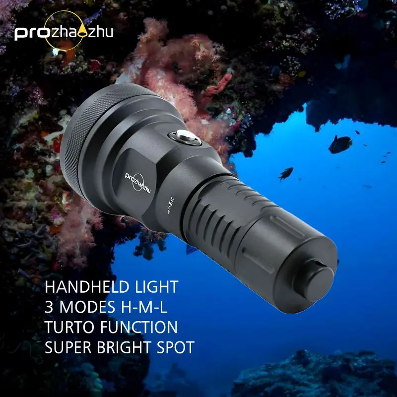 SBT90 6000 لومينز IP68 100 متر LED مصباح غوص 26650 قابل لإعادة الشحن سبائك الألومنيوم الغوص مصباح يدوي