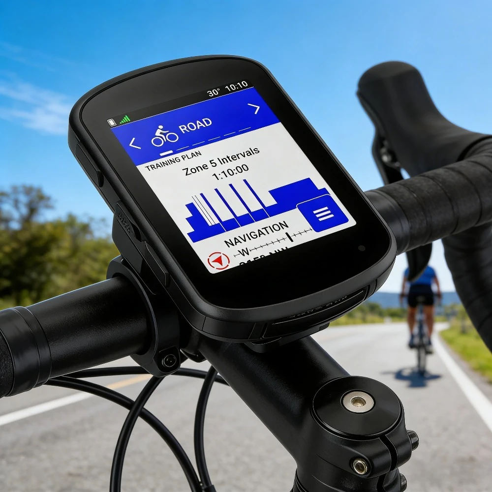 

Компактный GPS-велокомпьютер с сенсорным экраном, кнопками и адаптивной навигацией для тренировок