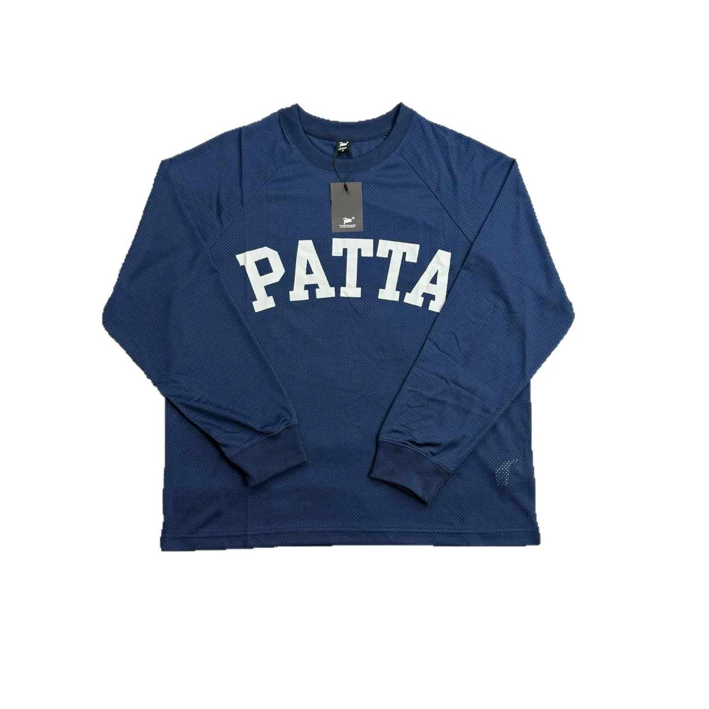 Patta vintage streetwear brand, imported letter-printed mesh casual versatile long-sleeved T-shirt