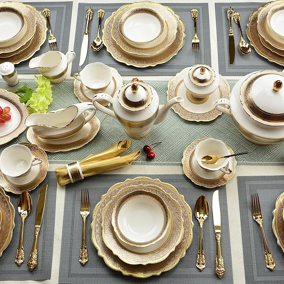 

karosa royal style golden luxury 98 pcs dinner sets bone china dinner set dinnerware sets