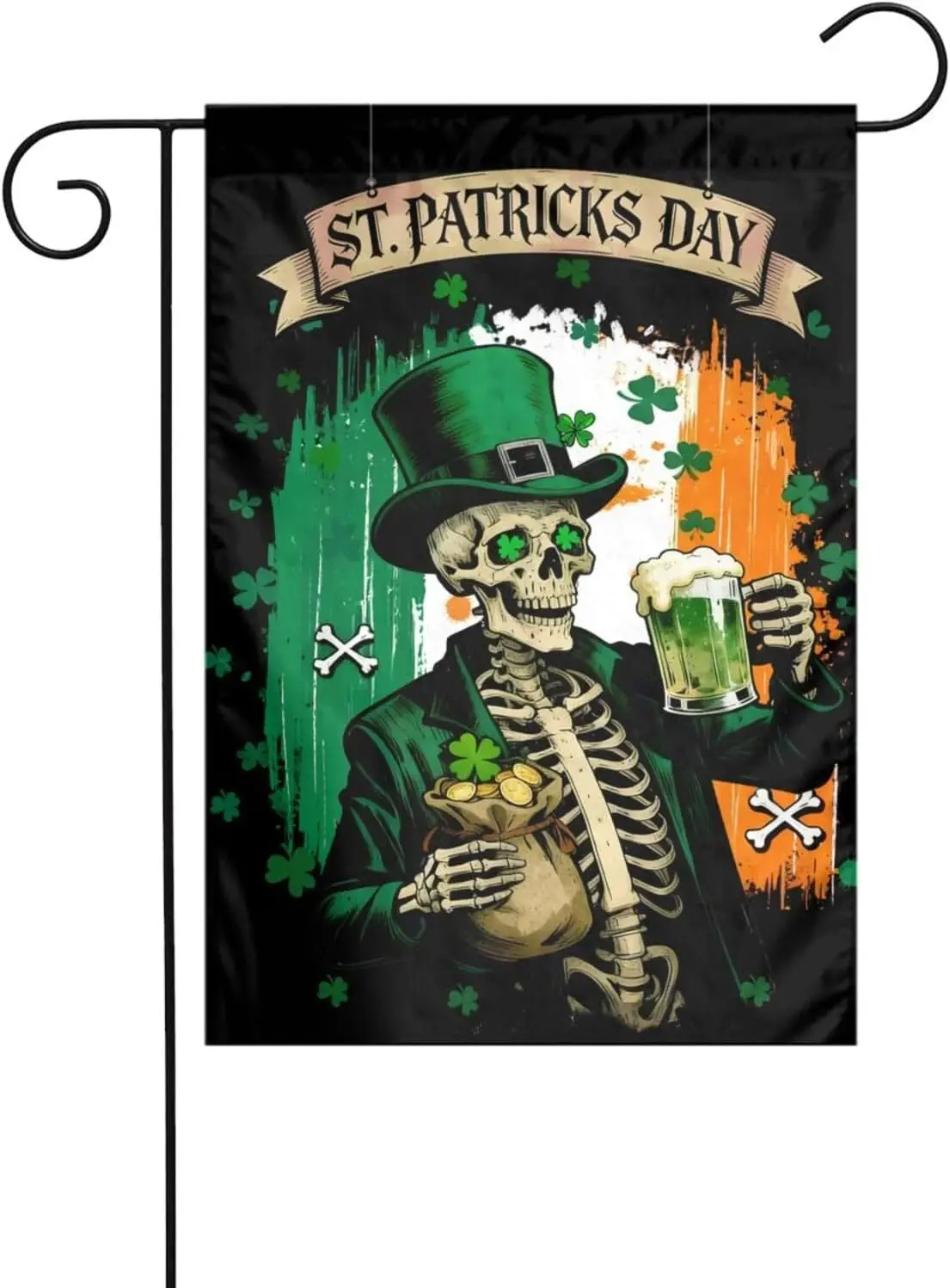 St Patricks Day Garden Flag 12x18 Inch Double Sided Outside Lucky Shamrocks Clovers Holiday Yard Outdoor Flag WWP