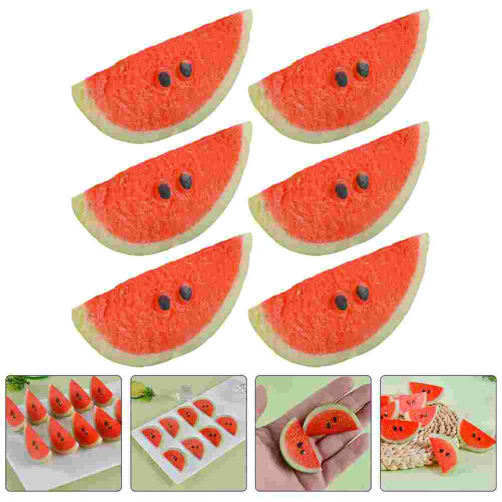 6 Pcs Simulated Watermelon Slices Artificial Fake Bag Small Decor Photography Props Pvc