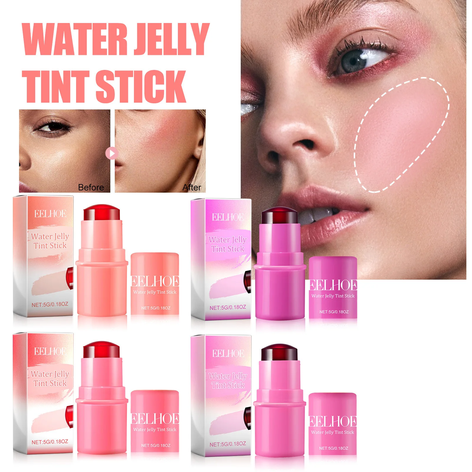 Frucht gelee Pulver Rouge sogar Haut Highlight erröten Gesicht Make-up einfach anzuwenden Lippenstift faule Menschen Lip gloss Stick Kosmetik