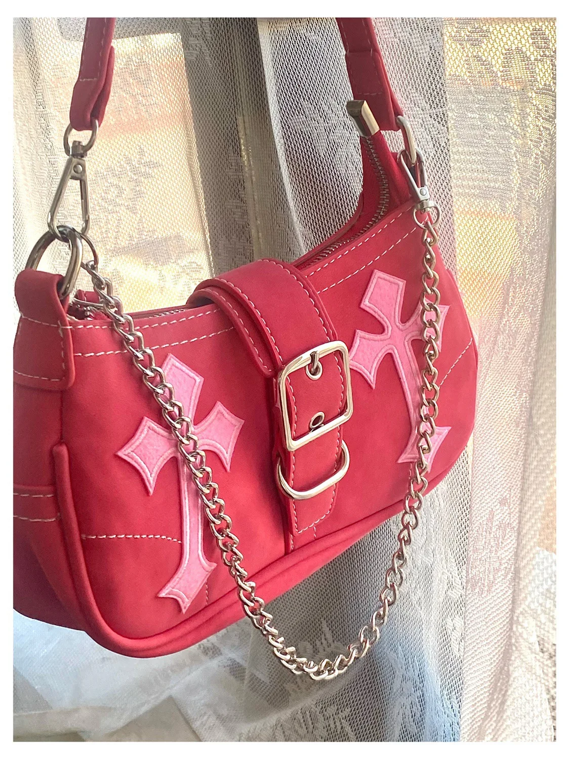 Y2K Sweet Cool Girls Underarm Bag moda donna rosa tracolla borse a tracolla catena retrò femminile pochette Tote borse