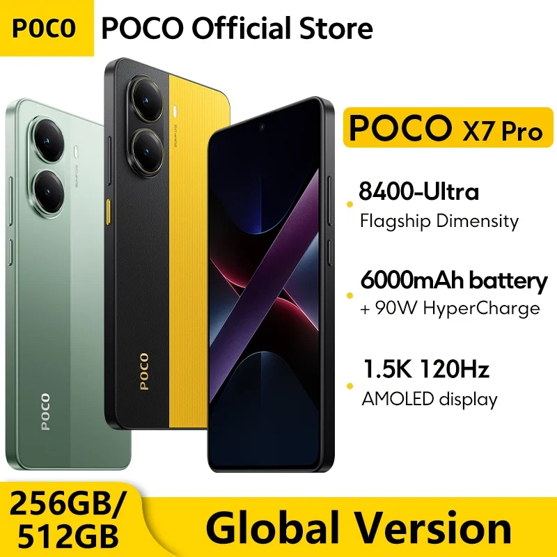 Global Version POCO X7 Pro Cellphone 256GB 512GB Dimensity 8400-Ultra 6.67