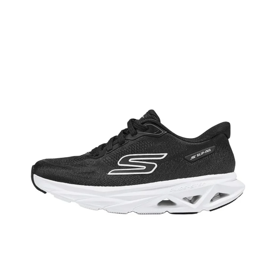 Skechers GLIDE STEP VORTEX Cushioning Abrasion Resistant Breathable Rebound Running Shoes Women's Black White 129827-BKW