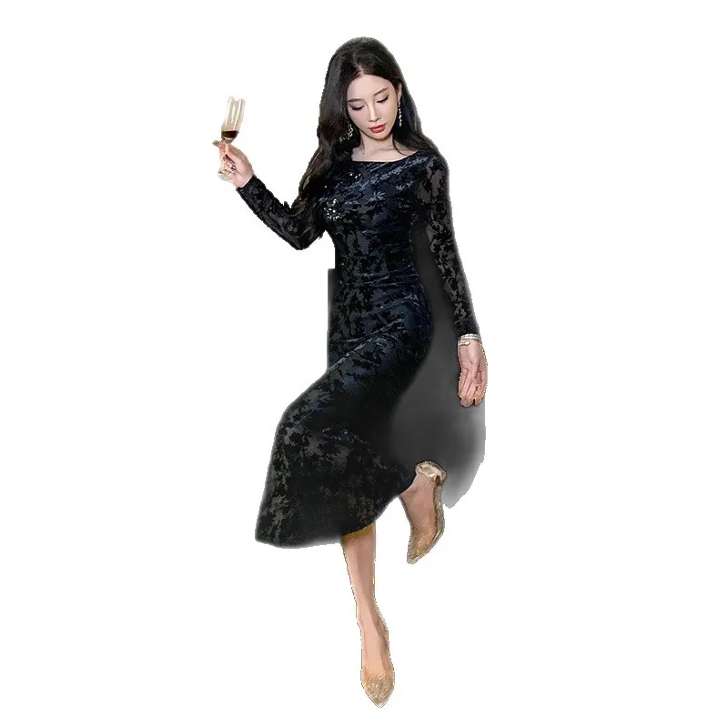 

Luxury Floral Jacquard Bodycon Dress Elegant Lace Dresses Spring Summer Sexy Party Clubwear Matching Set