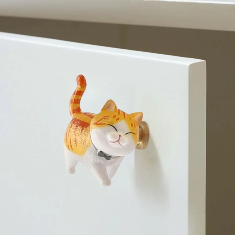 Modern Cartoon Cat Drawer Handle Cabinet Durable Wardrobe Cupboard  Handle Furniture Hardware Resin Drawer Pull