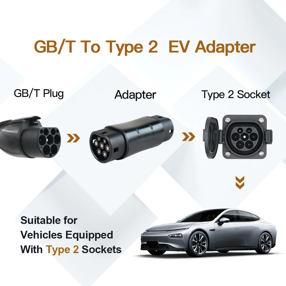 ERDAN 32A 22KW GBT To Type 2 EV Adapter 7KW Cable Plug GB/T To IEC 62196 Socket Electric Vehicle Charging Connector