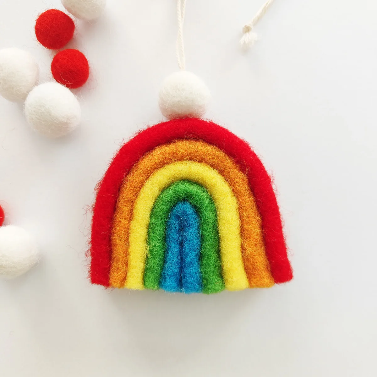 Christmas Ornaments Boho Handmade Wool Felt Rainbow Xmas Tree Hanging Pendant Creative Tapestry Crafts DIY Home Decor Kids Gifts