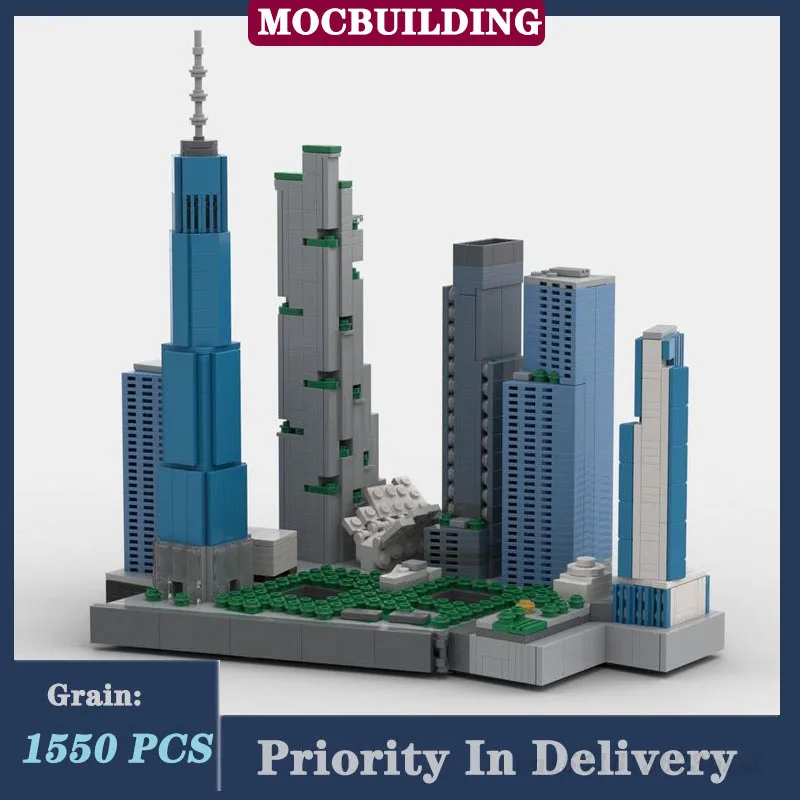 MOC City Architecture World Trade Center Hoog gebouw Modelblok Assembly Collection Series Speelgoedcadeaus