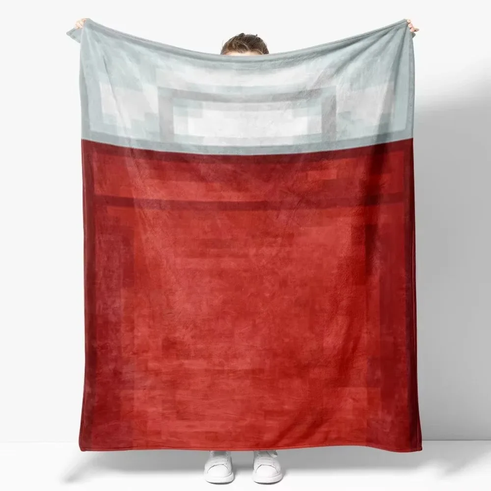 Pixel Block Red Bed Flannel Blanket - Gamer Soft Cozy Throw for Sofa Bed Kids Room Gift