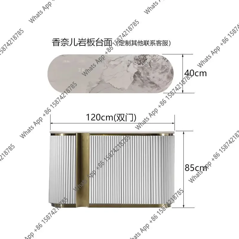 62 Italian Light Luxury Dining Side Cabinet Living Room Against The Wall Entrance Locker Modern High-end Rock Slab Tea Cabinet