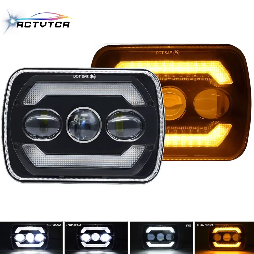 

ACTVTCA 300W 7-inch Wrangler LED Headlight White Halo DRL Amber H4 Headlamp For Car Jeep Motorcycle Truck 6000K/3500K dual color