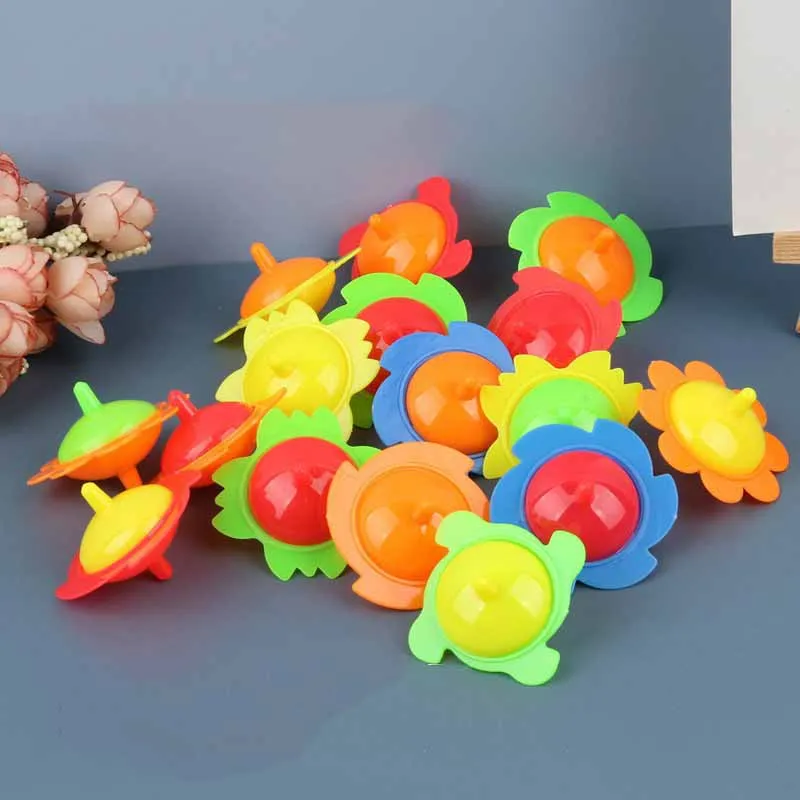 20Pcs Childhood Nostalgia Toys Mini Plastic Two-color Lace Spinning Gyro Creative Fun Colorful Puzzle Gyro Toys Small Gifts