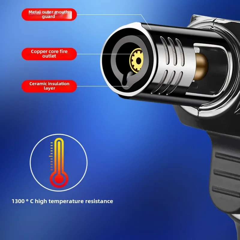 Outdoor 1300 ℃ Wind Energy Metal Butane Gas Turbocharged High Temperature Gun Mouth Inflatable Lighter Men's Gift