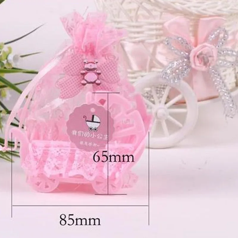Birthday Baby Shower Party Favor Yarn Basket Candy Box with Lace ribbon DIY Bear Pattern Christening Boy Girl Gift 12pcs