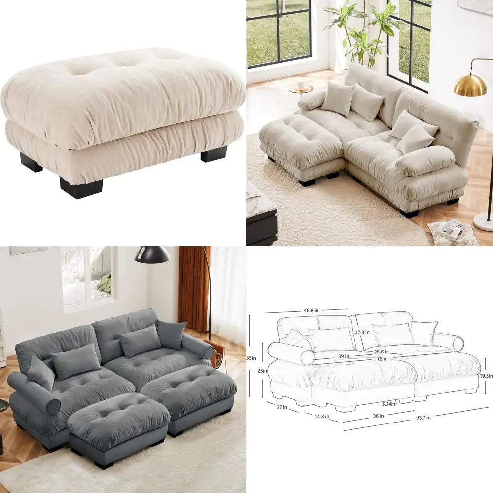 Convertible Sectional Sofa with Ottoman, Single Sofa Seat, Chenille Couch for Living Room, Modular Design for Comfortable Living