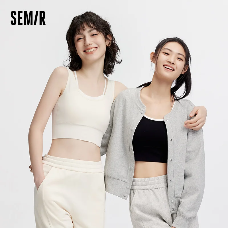 Semir Women Underwear Camisole Faux Two Piece Strap Comfortable Base Layer Sport Casual Autumn Top Daily Wear 2026