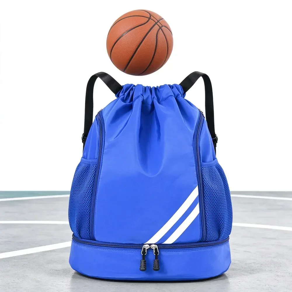 Versatile Drawstring Sports Sackpack, Gym Backpack with Dual Zippered Storage, Breathable Mesh Side Pockets for Sports & Workout
