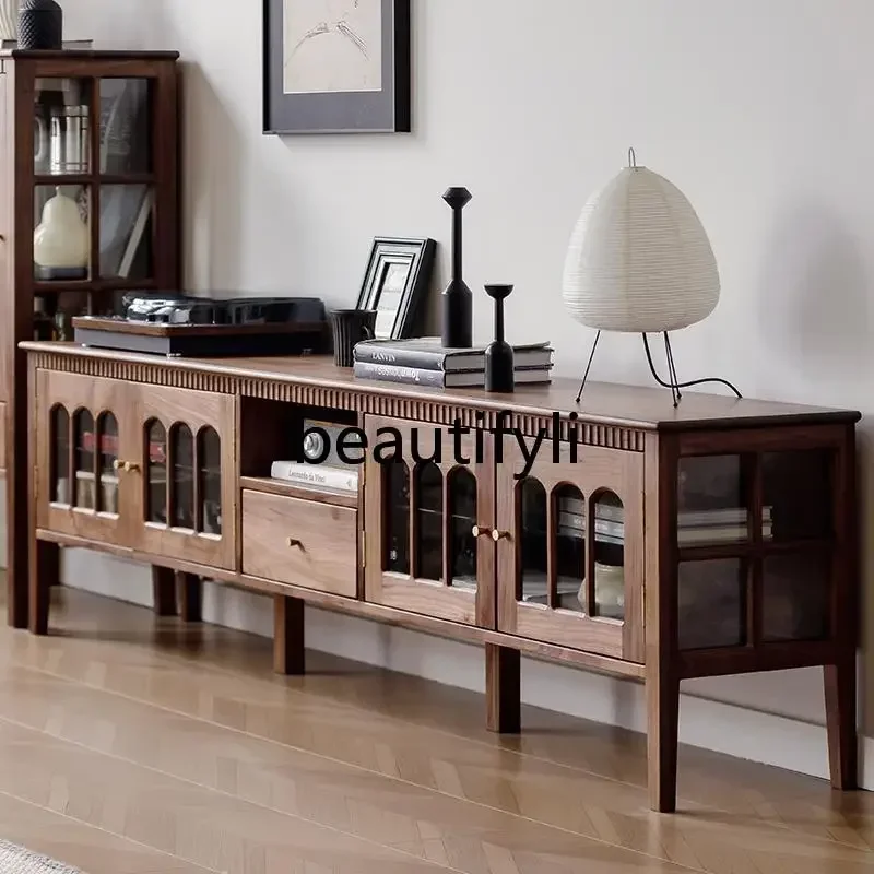 

1184A Solid wood retro TV cabinet, low cabinet, storage glass cabinet