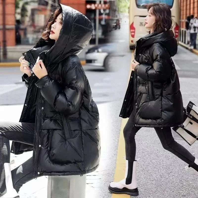 Wash-Free Down Coat Women Parkas 2025 Winter New Explosions Warm Cotton Padded Jacket Long Outerwear Korean Overcoat Ladies Tops