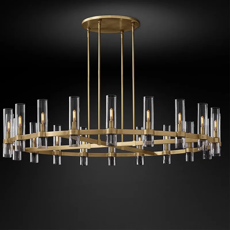 Messing Rauchgrau Klarglas Luxus Kronleuchter Home Decor Wohnzimmer Hotel Dekoration Shop Klassische Hängelampe Runde Lamparas